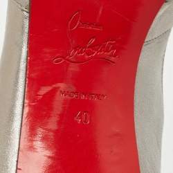 Pre Owned Christian Louboutin Silver Leather Knot Peep Toe Pumps Size 40
