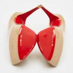 Pre Owned Christian Louboutin Beige Patent Leather Daffodile Pumps Size 40