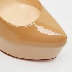 Pre Owned Christian Louboutin Beige Patent Leather Daffodile Pumps Size 40