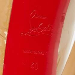 Pre Owned Christian Louboutin Beige Patent Leather Daffodile Pumps Size 40