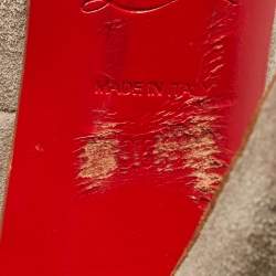 Pre Owned Christian Louboutin Grey Suede Prive Peep Toe Platform Pumps Size 36.5