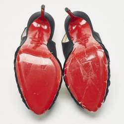 Pre Owned Christian Louboutin Navy Blue Satin Jenny Platform Pumps Size 39.5