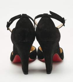 Pre Owned Christian Louboutin Black Suede Mary Jane Pumps Size 37