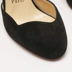 Pre Owned Christian Louboutin Black Suede Mary Jane Pumps Size 37