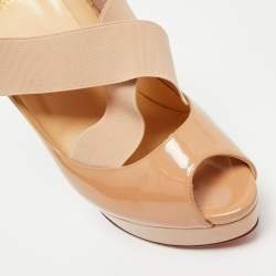 Pre Owned Christian Louboutin Beige Patent Leather Very Stagram Pumps Size 40