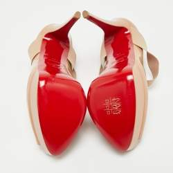 Pre Owned Christian Louboutin Beige Patent Leather Very Stagram Pumps Size 40