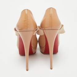 Pre Owned Christian Louboutin Beige Patent Leather Very Stagram Pumps Size 40