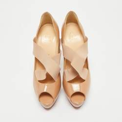 Pre Owned Christian Louboutin Beige Patent Leather Very Stagram Pumps Size 40