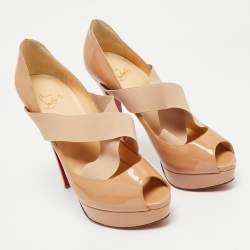 Pre Owned Christian Louboutin Beige Patent Leather Very Stagram Pumps Size 40