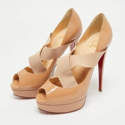 Pre Owned Christian Louboutin Beige Patent Leather Very Stagram Pumps Size 40