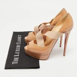 Pre Owned Christian Louboutin Beige Patent Leather Very Stagram Pumps Size 40