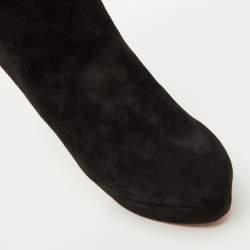 Pre Owned Christian Louboutin Black Suede Lady Daf Booty Platform Ankle Boots Size 37