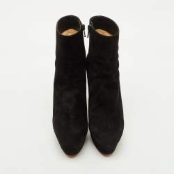 Pre Owned Christian Louboutin Black Suede Lady Daf Booty Platform Ankle Boots Size 37