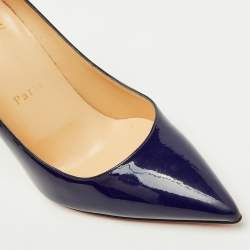 Pre Owned Christian Louboutin Navy Blue Patent Leather Pigalle Pointed Toe Pumps Size 37