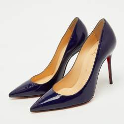 Pre Owned Christian Louboutin Navy Blue Patent Leather Pigalle Pointed Toe Pumps Size 37