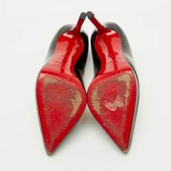Pre Owned Christian Louboutin Black Patent Leather Pigalle Plato Pointed Toe Pumps Size 37.5