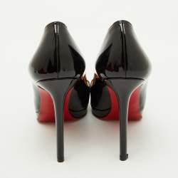 Pre Owned Christian Louboutin Black Patent Leather Pigalle Plato Pointed Toe Pumps Size 37.5