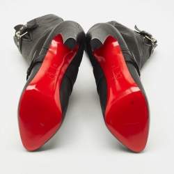 Pre Owned Christian Louboutin Black Leather Flanavec Mid Calf Boots Size 40