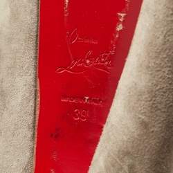 Pre Owned Christian Louboutin Metallic/Brown Python Leather and Suede 4A Ankle Length Boots Size 39