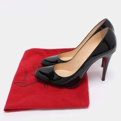 Pre Owned Christian Louboutin Black Patent Leather Simple Pumps Size 42