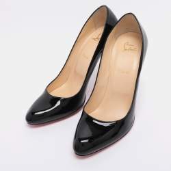 Pre Owned Christian Louboutin Black Patent Leather Simple Pumps Size 42
