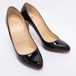 Pre Owned Christian Louboutin Black Patent Leather Simple Pumps Size 42