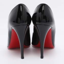 Pre Owned Christian Louboutin Black Patent Leather Simple Pumps Size 42