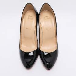Pre Owned Christian Louboutin Black Patent Leather Simple Pumps Size 42