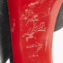 Pre Owned حذاء كعب عالي كريستيان لوبوتان جينلوف ألتا جلد منقوش أسود بزخرفة جلد التمساح مقدمة مفتوحة بحزام للكاحل مقاس 40