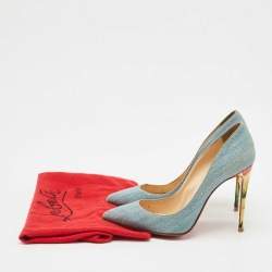 Pre Owned Christian Louboutin Blue Denim So Kate 120 Pumps Size 38.5