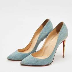 Pre Owned Christian Louboutin Blue Denim So Kate 120 Pumps Size 38.5