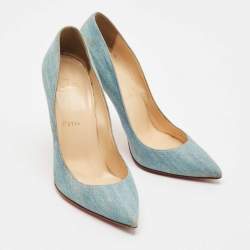 Pre Owned Christian Louboutin Blue Denim So Kate 120 Pumps Size 38.5