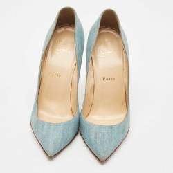 Pre Owned Christian Louboutin Blue Denim So Kate 120 Pumps Size 38.5