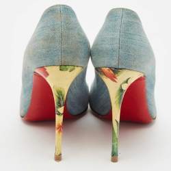 Pre Owned Christian Louboutin Blue Denim So Kate 120 Pumps Size 38.5