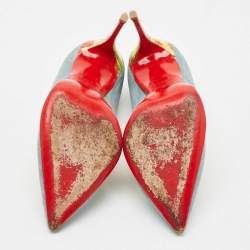 Pre Owned Christian Louboutin Blue Denim So Kate 120 Pumps Size 38.5