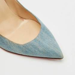 Pre Owned Christian Louboutin Blue Denim So Kate 120 Pumps Size 38.5