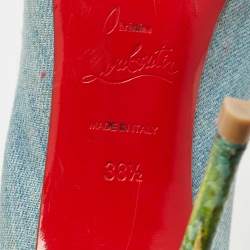 Pre Owned Christian Louboutin Blue Denim So Kate 120 Pumps Size 38.5
