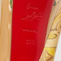 Pre Owned Christian Louboutin Beige Patent Leather Lady Peep Pumps Size 38.5