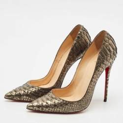 Pre Owned Christian Louboutin Metallic Python So Kate  Pumps Size 38.5