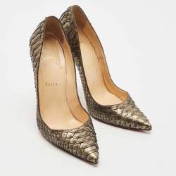 Pre Owned Christian Louboutin Metallic Python So Kate  Pumps Size 38.5