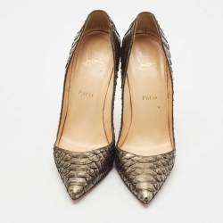 Pre Owned Christian Louboutin Metallic Python So Kate  Pumps Size 38.5