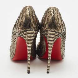 Pre Owned Christian Louboutin Metallic Python So Kate  Pumps Size 38.5