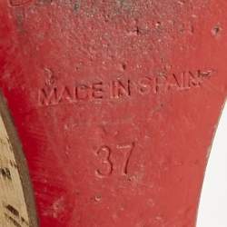 Pre Owned Christian Louboutin Gold Leather Une Plume Wedge Sandals Size 37