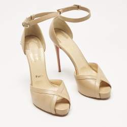 Pre Owned Christian Louboutin Beige Leather Very Cathy Sandals Size 39