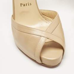 Pre Owned Christian Louboutin Beige Leather Very Cathy Sandals Size 39