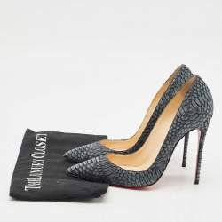 Pre Owned Christian Louboutin Blue Python Leather So Kate Pointed Toe Pumps Size 36.5 