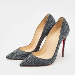 Pre Owned Christian Louboutin Blue Python Leather So Kate Pointed Toe Pumps Size 36.5 