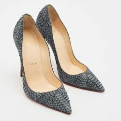 Pre Owned Christian Louboutin Blue Python Leather So Kate Pointed Toe Pumps Size 36.5 
