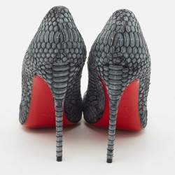 Pre Owned Christian Louboutin Blue Python Leather So Kate Pointed Toe Pumps Size 36.5 