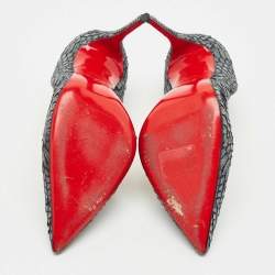 Pre Owned Christian Louboutin Blue Python Leather So Kate Pointed Toe Pumps Size 36.5 